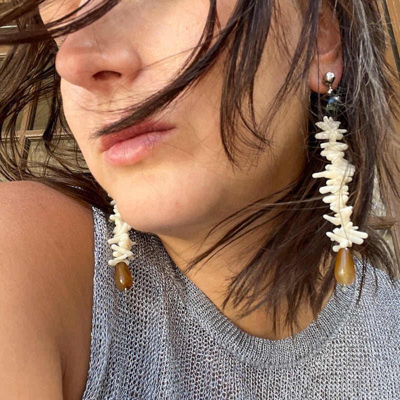 White Coral Earrings