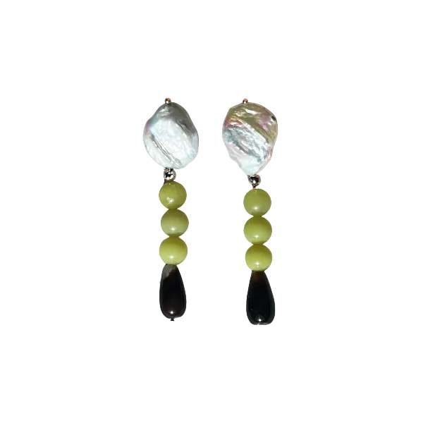 Chartreuse Pearled Earrings | Sultry
