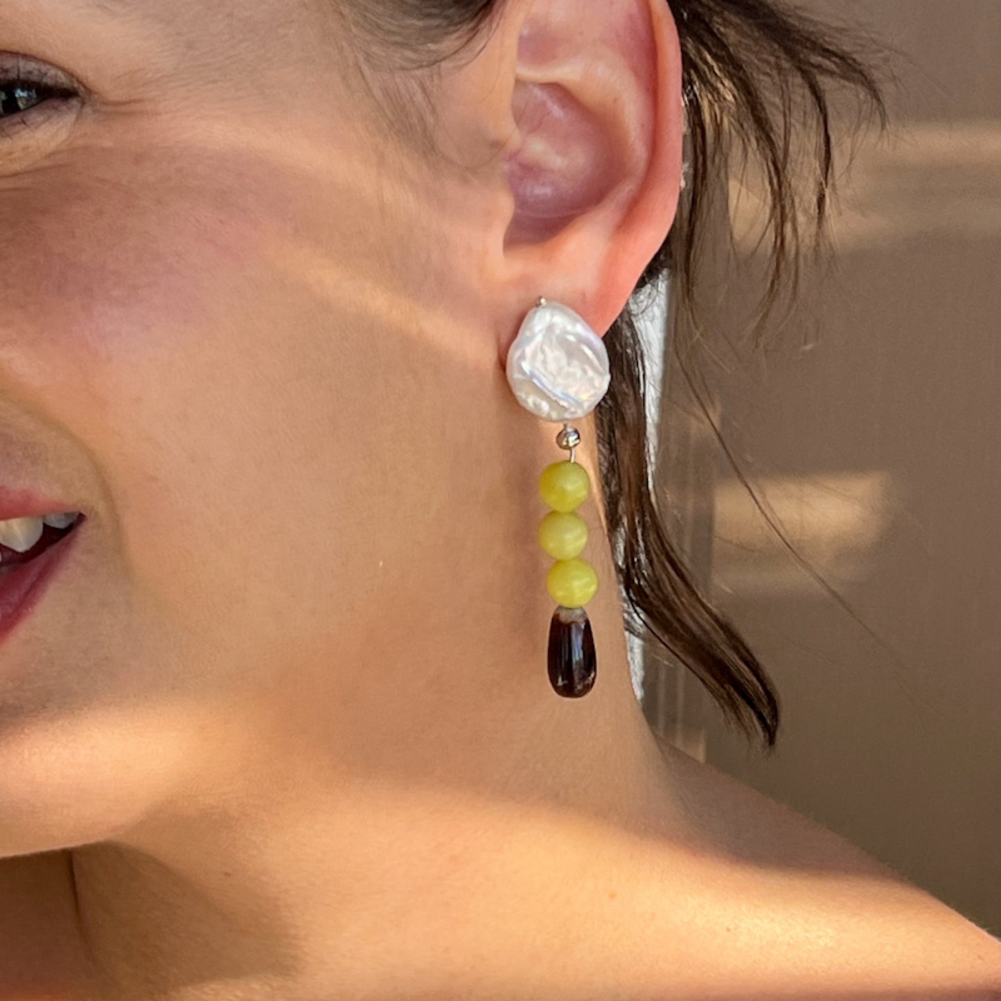 Chartreuse Pearled Earrings | Sultry