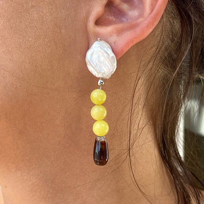 Chartreuse Pearled Earrings | Sultry
