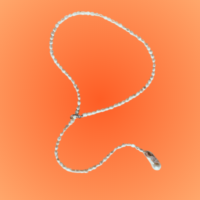 PEARL Silver chain on an orange gradient background